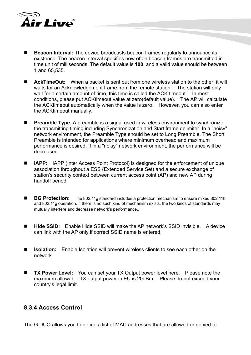 4 access control | AirLive G.DUO User Manual | Page 102 / 137