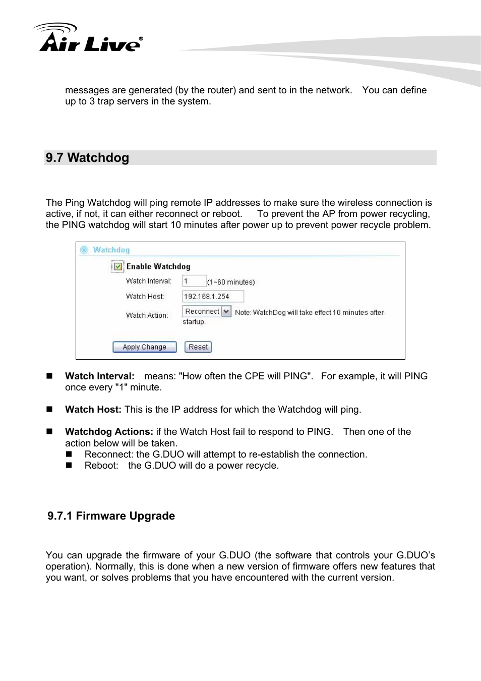 7 watchdog, 1 firmware upgrade | AirLive G.DUO User Manual | Page 109 / 137