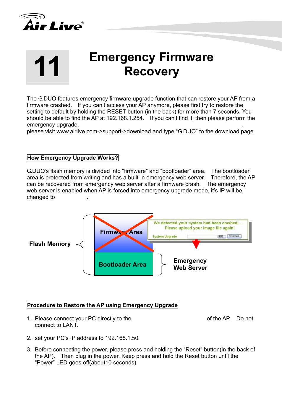 Emergency firmware recovery | AirLive G.DUO User Manual | Page 115 / 137