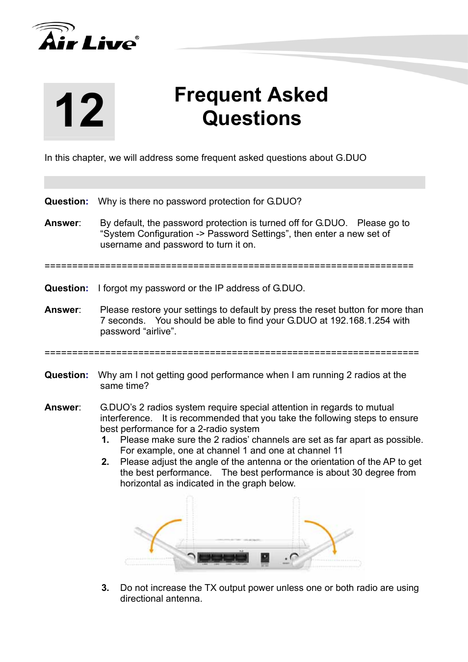 Frequent asked questions | AirLive G.DUO User Manual | Page 117 / 137