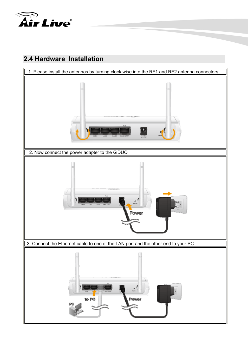 4 hardware installation | AirLive G.DUO User Manual | Page 14 / 137