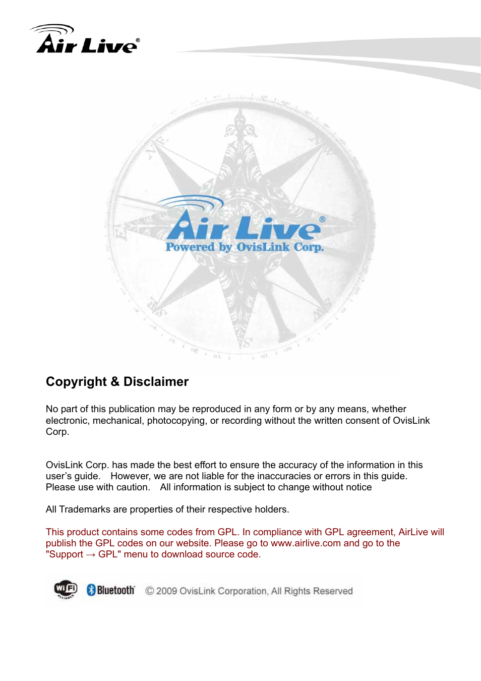 Copyright & disclaimer | AirLive G.DUO User Manual | Page 2 / 137