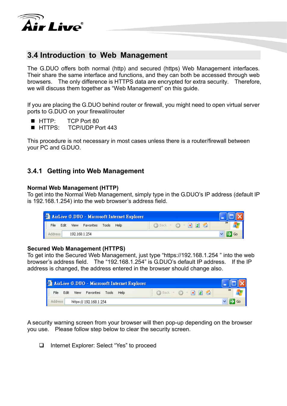 4 introduction to web management, 1 getting into web management | AirLive G.DUO User Manual | Page 22 / 137