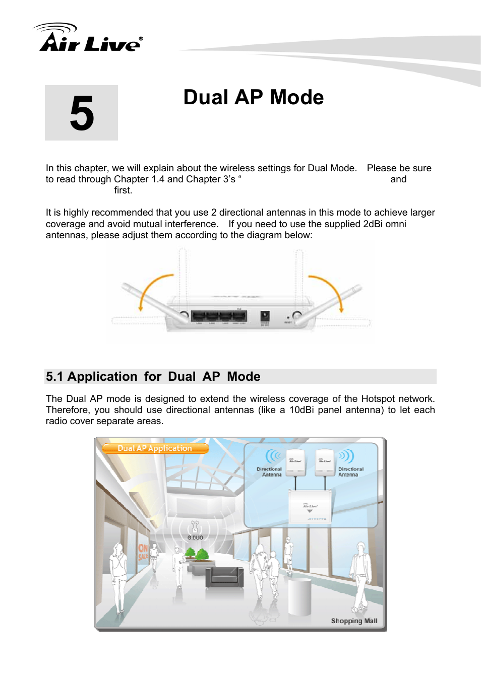 Dual ap mode, 1 application for dual ap mode | AirLive G.DUO User Manual | Page 50 / 137