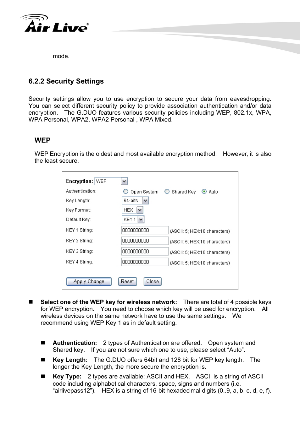 2 security settings | AirLive G.DUO User Manual | Page 60 / 137