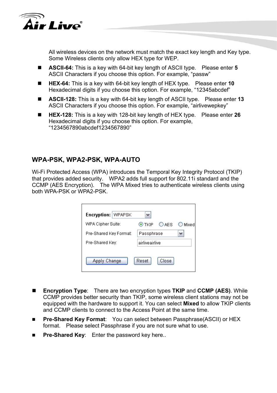 Wpa-psk, wpa2-psk, wpa-auto | AirLive G.DUO User Manual | Page 61 / 137