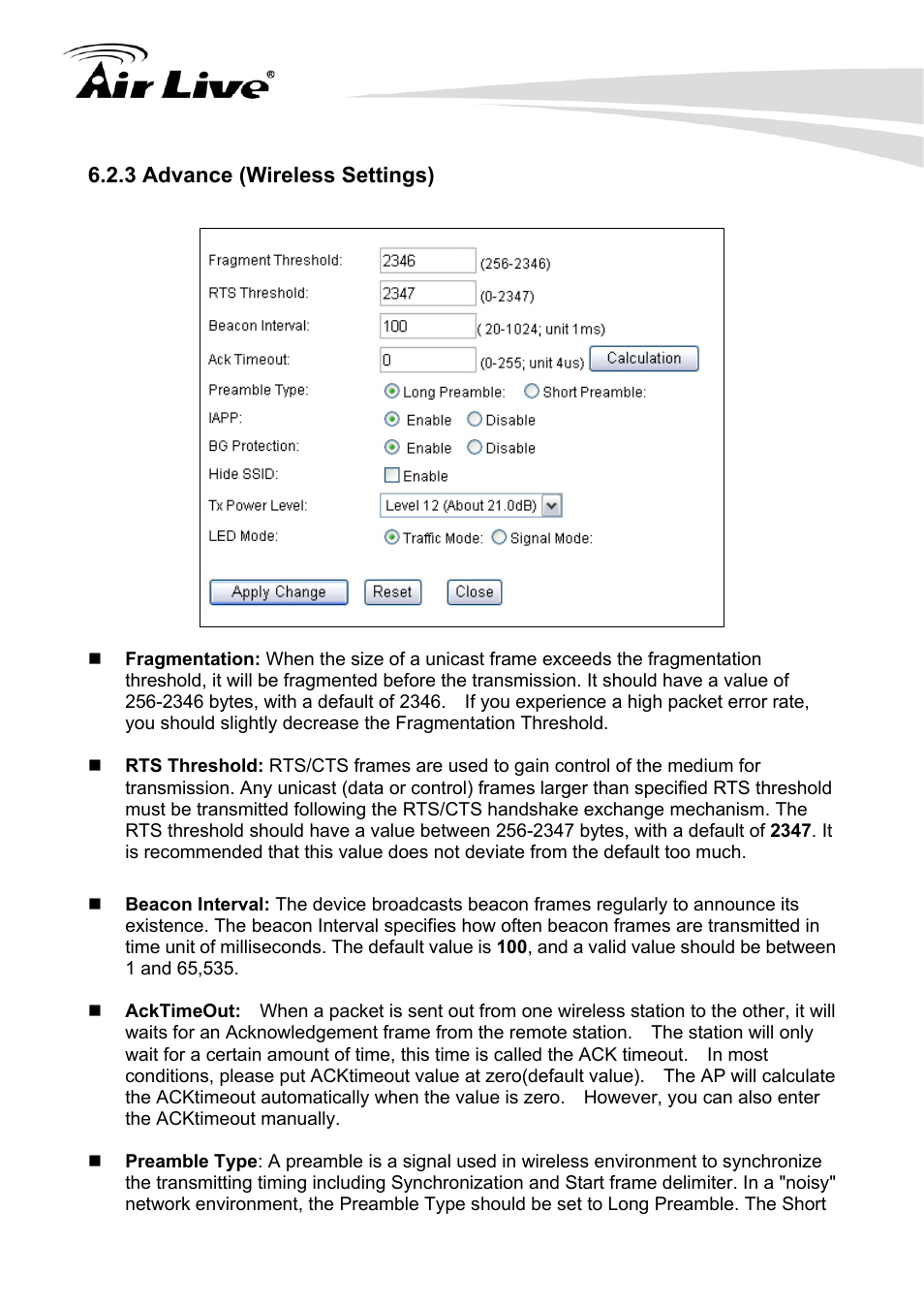 3 advance (wireless settings) | AirLive G.DUO User Manual | Page 62 / 137