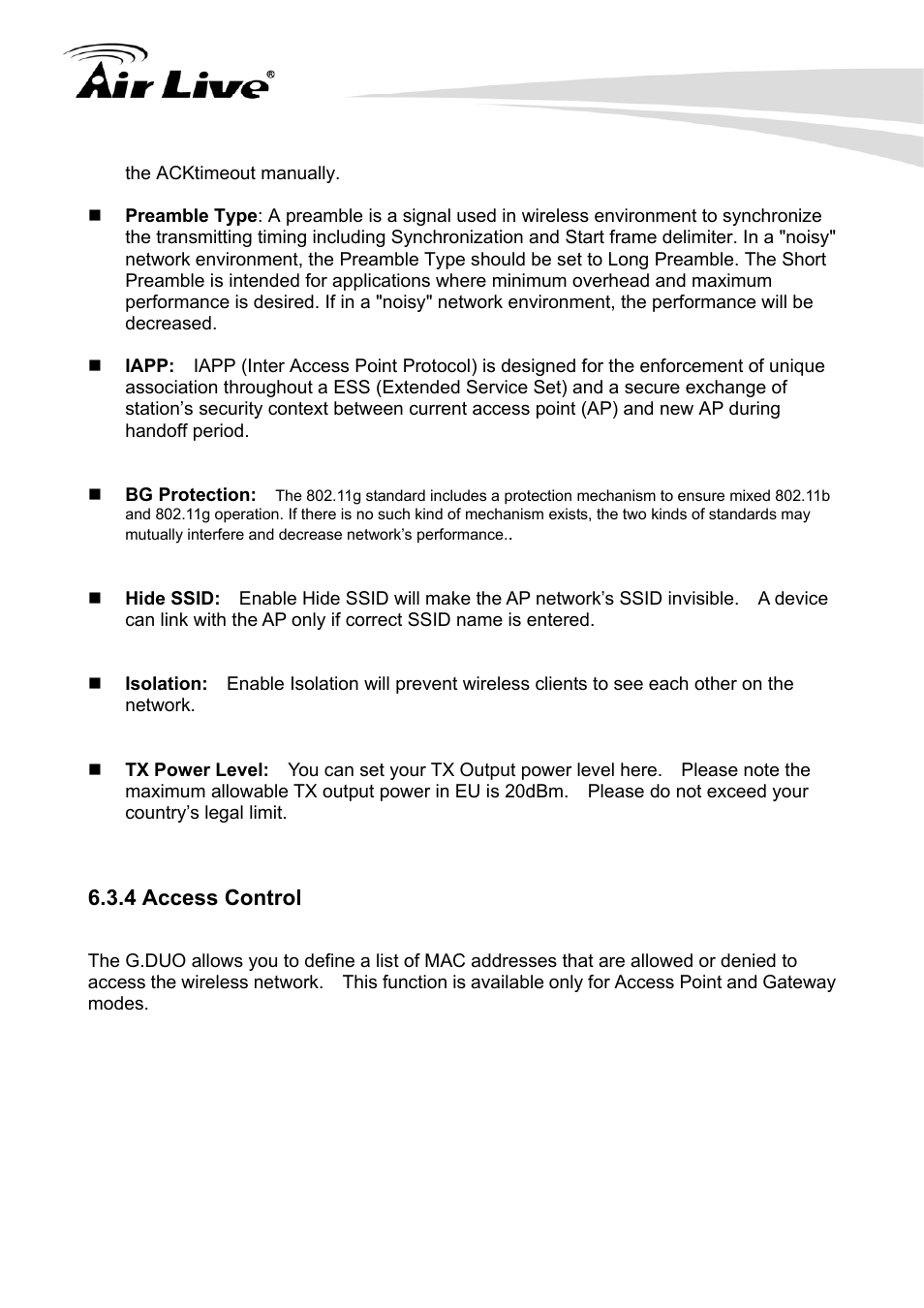 4 access control | AirLive G.DUO User Manual | Page 69 / 137