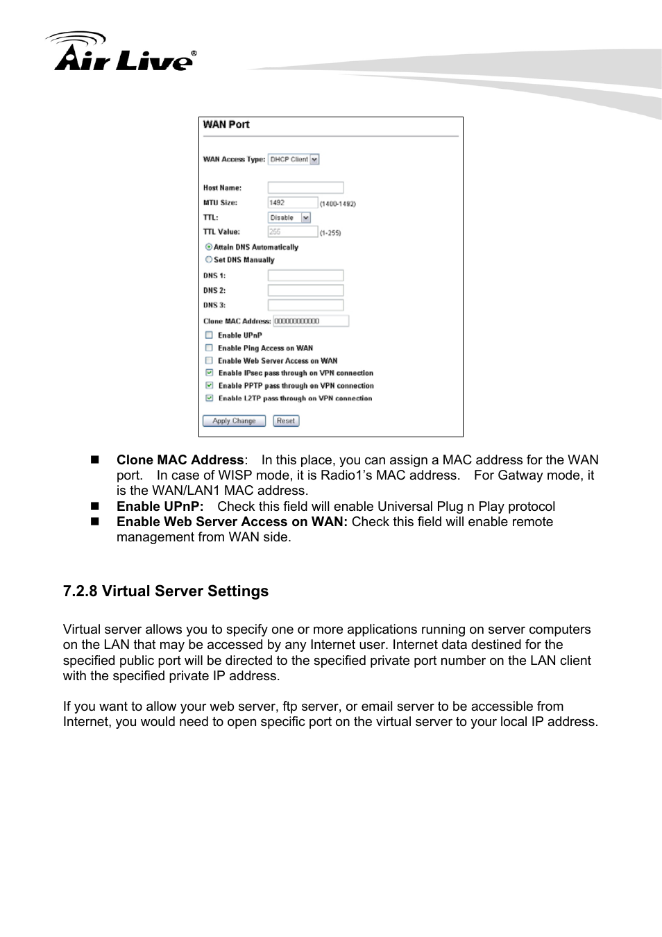 8 virtual server settings | AirLive G.DUO User Manual | Page 79 / 137