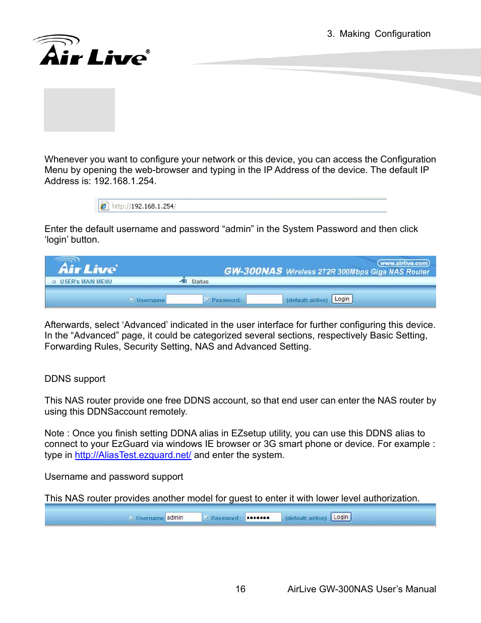 Making configuration | AirLive GW-300NAS User Manual | Page 20 / 75