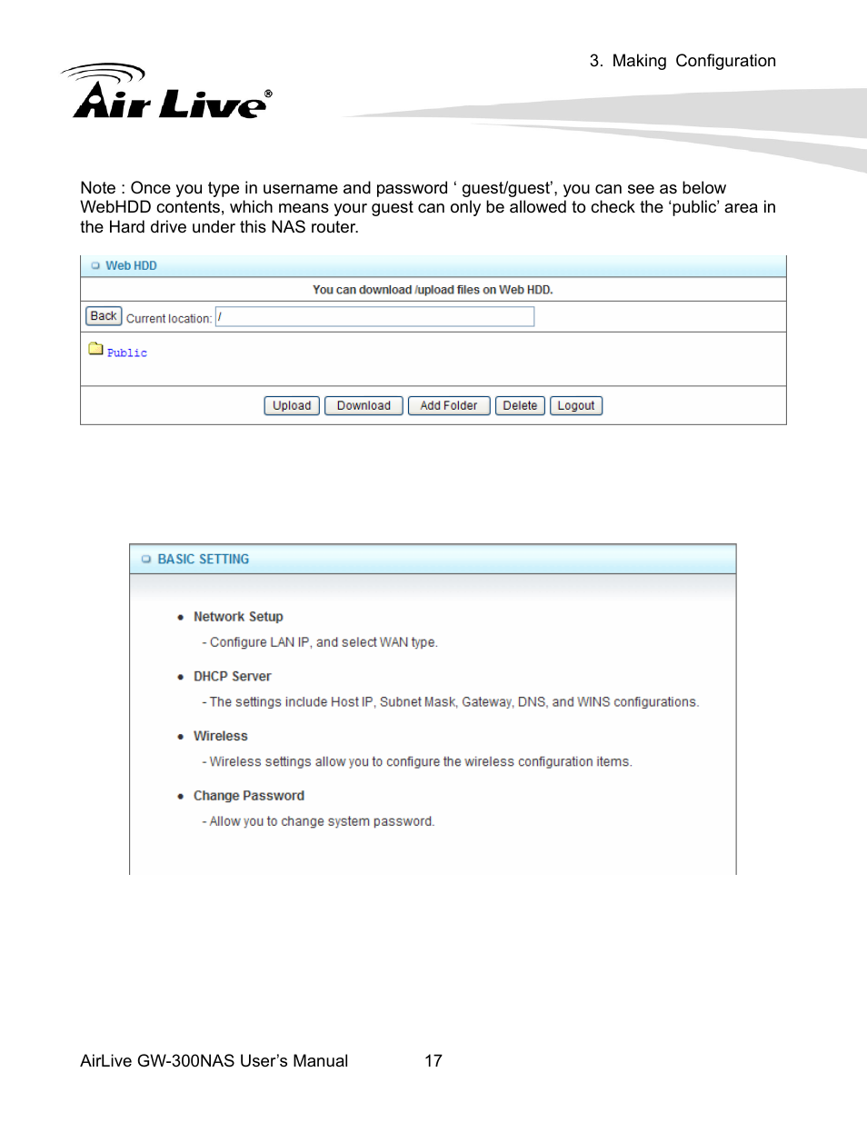 1 basic setting | AirLive GW-300NAS User Manual | Page 21 / 75