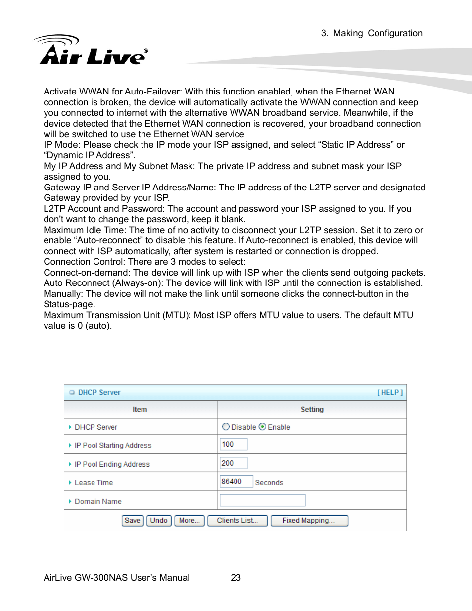 2 dhcp server | AirLive GW-300NAS User Manual | Page 27 / 75