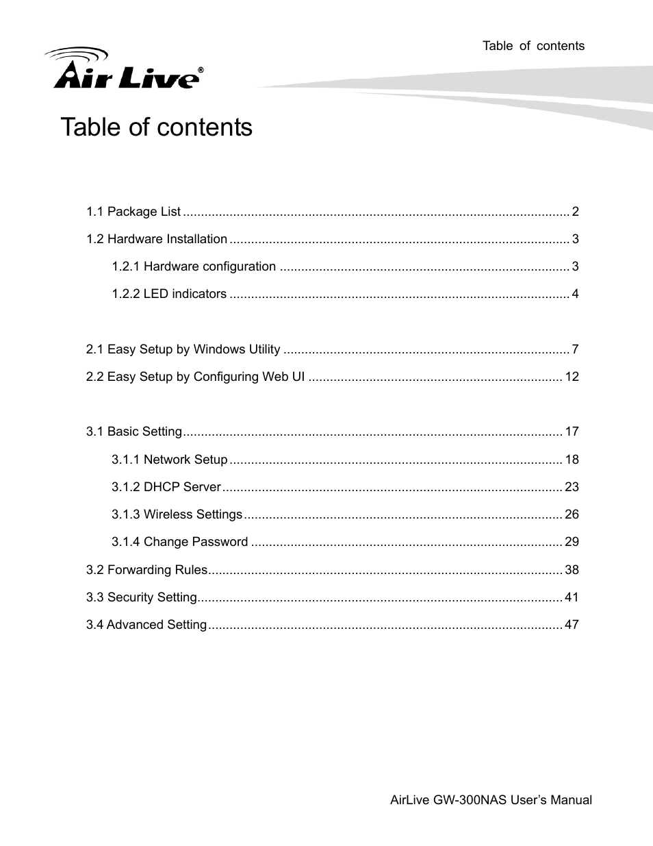 AirLive GW-300NAS User Manual | Page 4 / 75