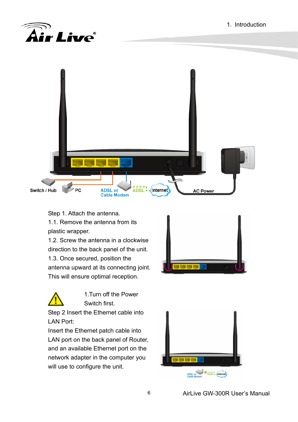 5 procedure for hardware installation | AirLive GW-300R User Manual | Page 10 / 94