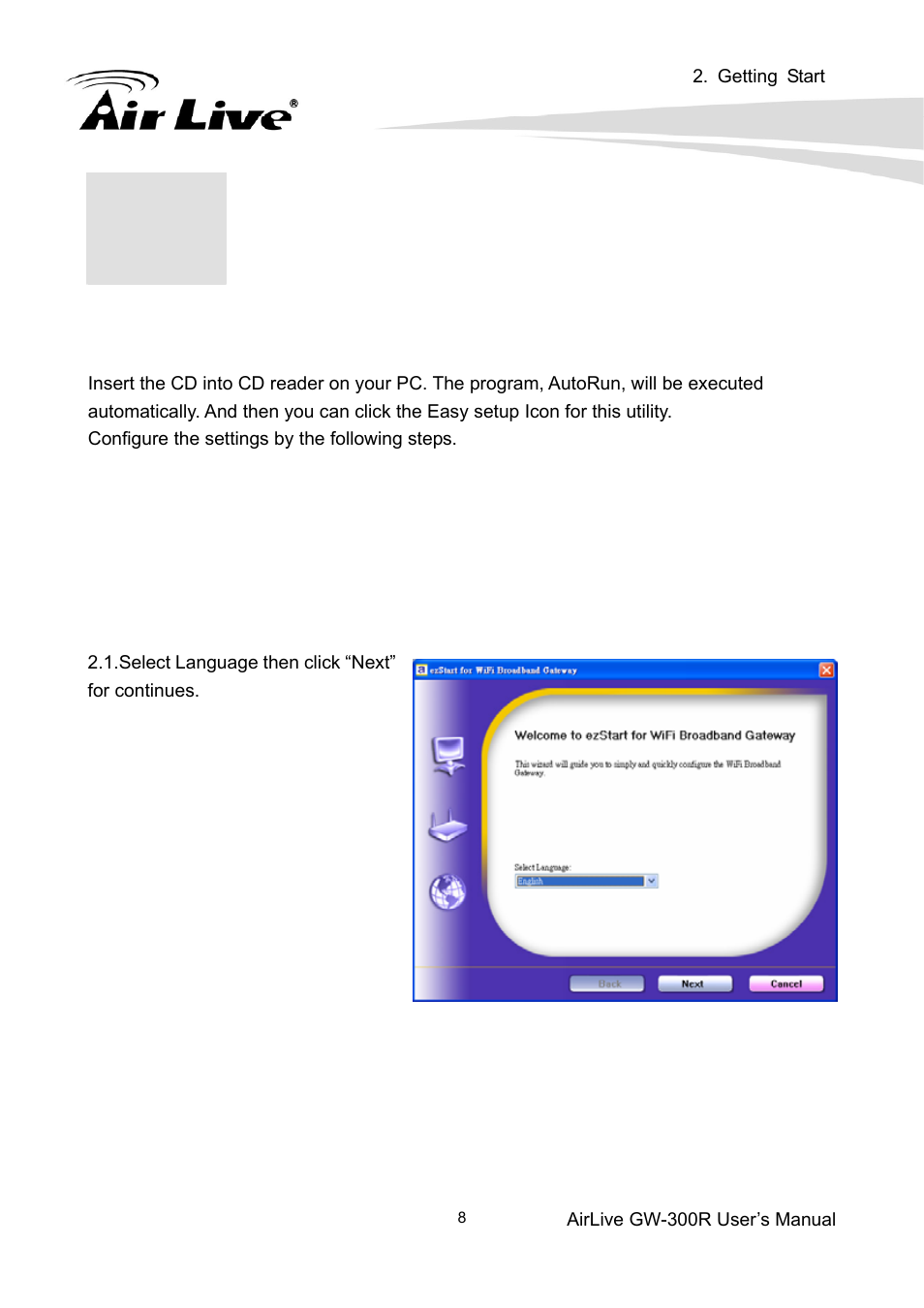 Getting start | AirLive GW-300R User Manual | Page 12 / 94