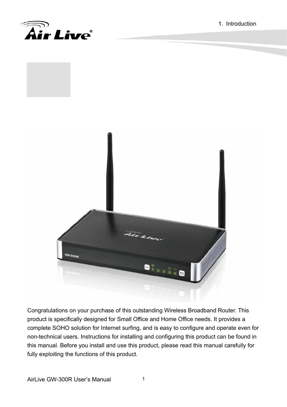 Introduction | AirLive GW-300R User Manual | Page 5 / 94
