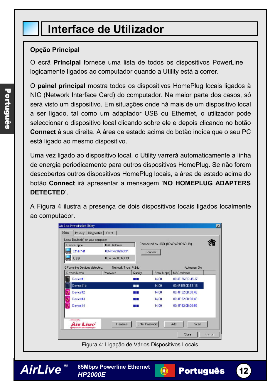 Airlive, Interface de utilizador | AirLive HP-2000E User Manual | Page 13 / 29