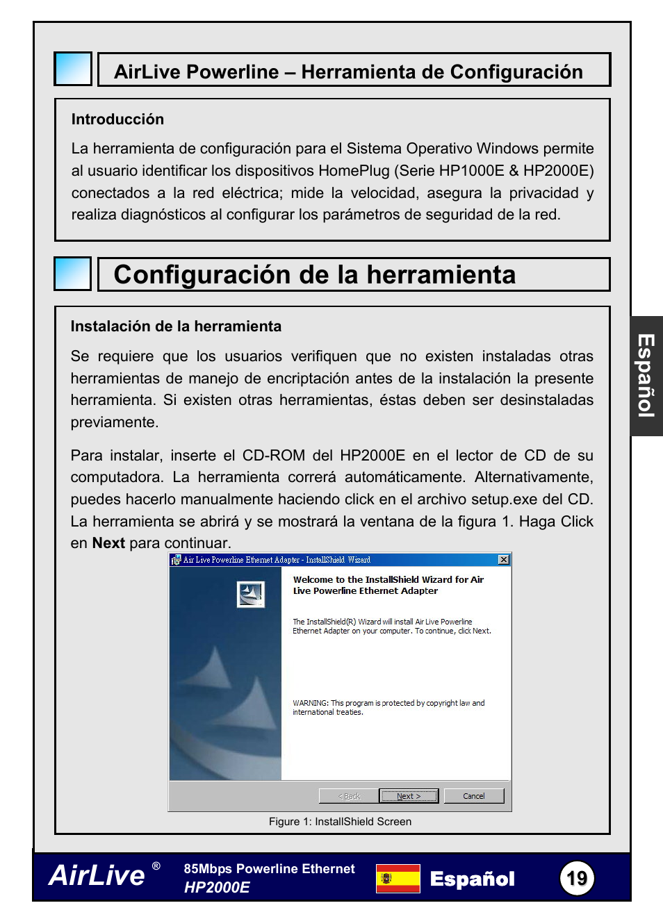 Airlive, Configuración de la herramienta | AirLive HP-2000E User Manual | Page 20 / 29