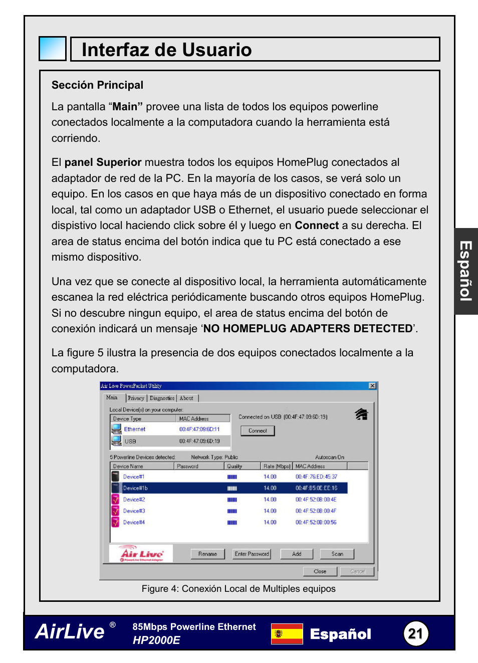 Airlive, Interfaz de usuario | AirLive HP-2000E User Manual | Page 22 / 29