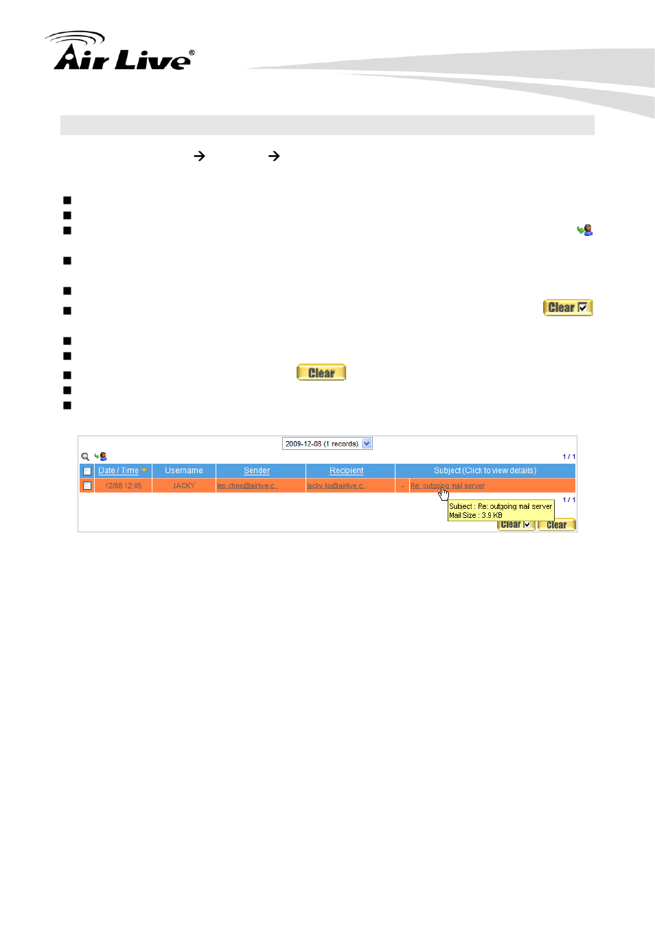 2 accessing emails sent via pop3/imap protocol | AirLive IAR-5000 v2 User Manual | Page 144 / 202