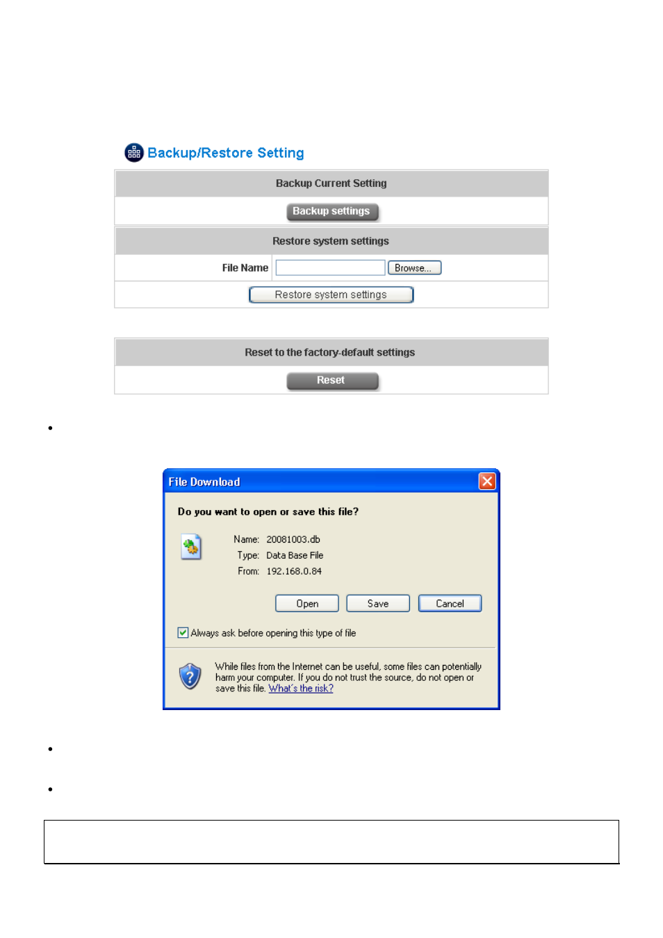 2 backup/restore setting, Backup/restore setting | AirLive IAS-2000 v2 User Manual | Page 127 / 163