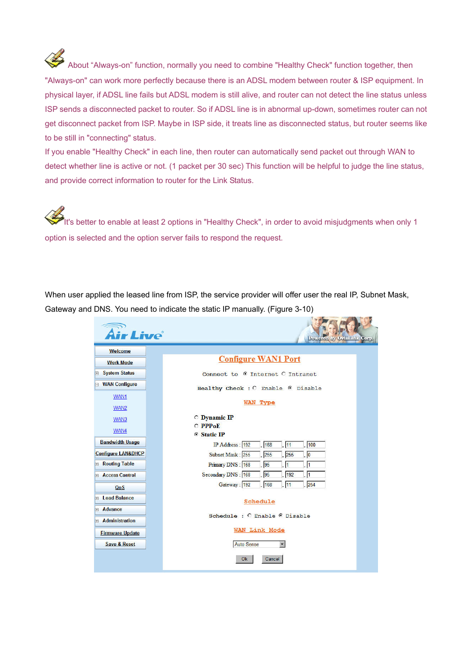 3 wan type – static ip | AirLive IGR-1500 User Manual | Page 22 / 78