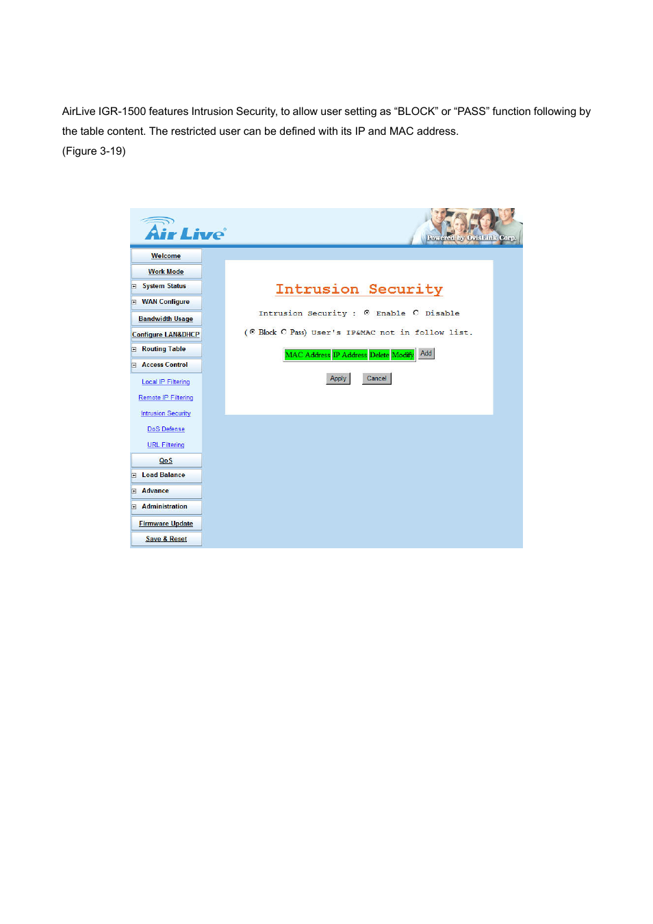 3 intrusion security (gateway mode only) | AirLive IGR-1500 User Manual | Page 33 / 78