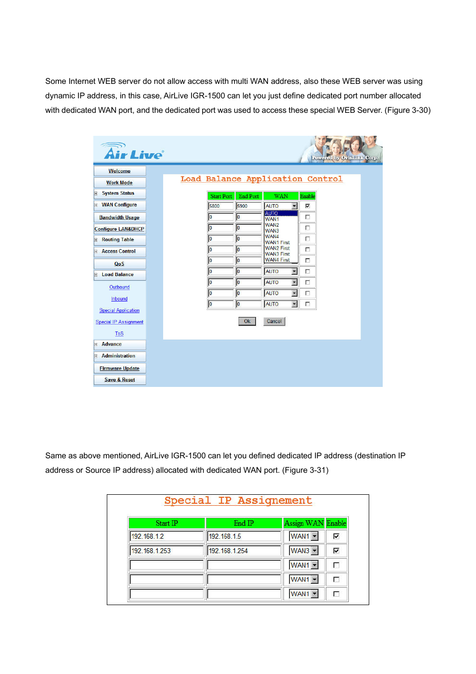 3 special application, 4 special ip assignment | AirLive IGR-1500 User Manual | Page 41 / 78