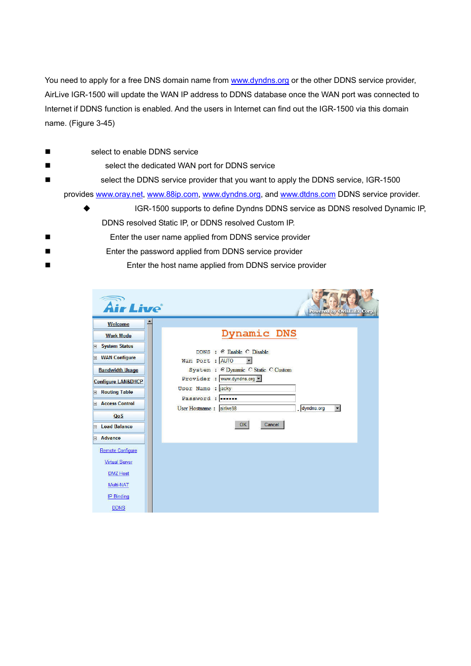 6 ddns (gateway mode and basic nat mode only) | AirLive IGR-1500 User Manual | Page 53 / 78