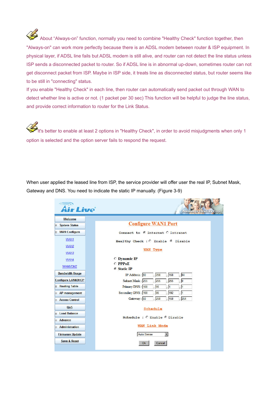 3 wan type – static ip | AirLive IGR-2500 User Manual | Page 20 / 81