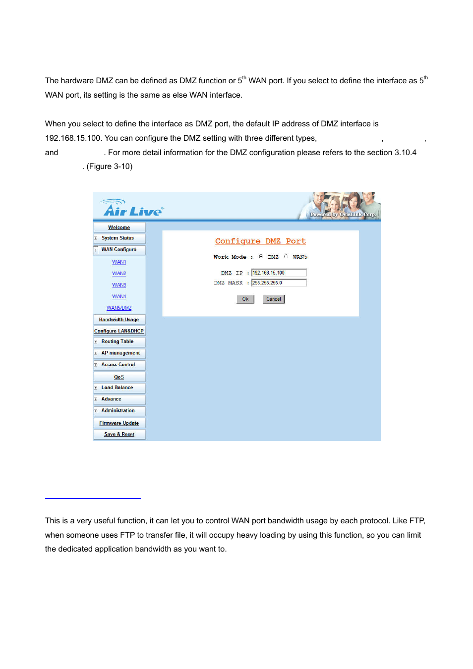 4 wan type – wan5/dmz, 4 bandwidth usage | AirLive IGR-2500 User Manual | Page 21 / 81