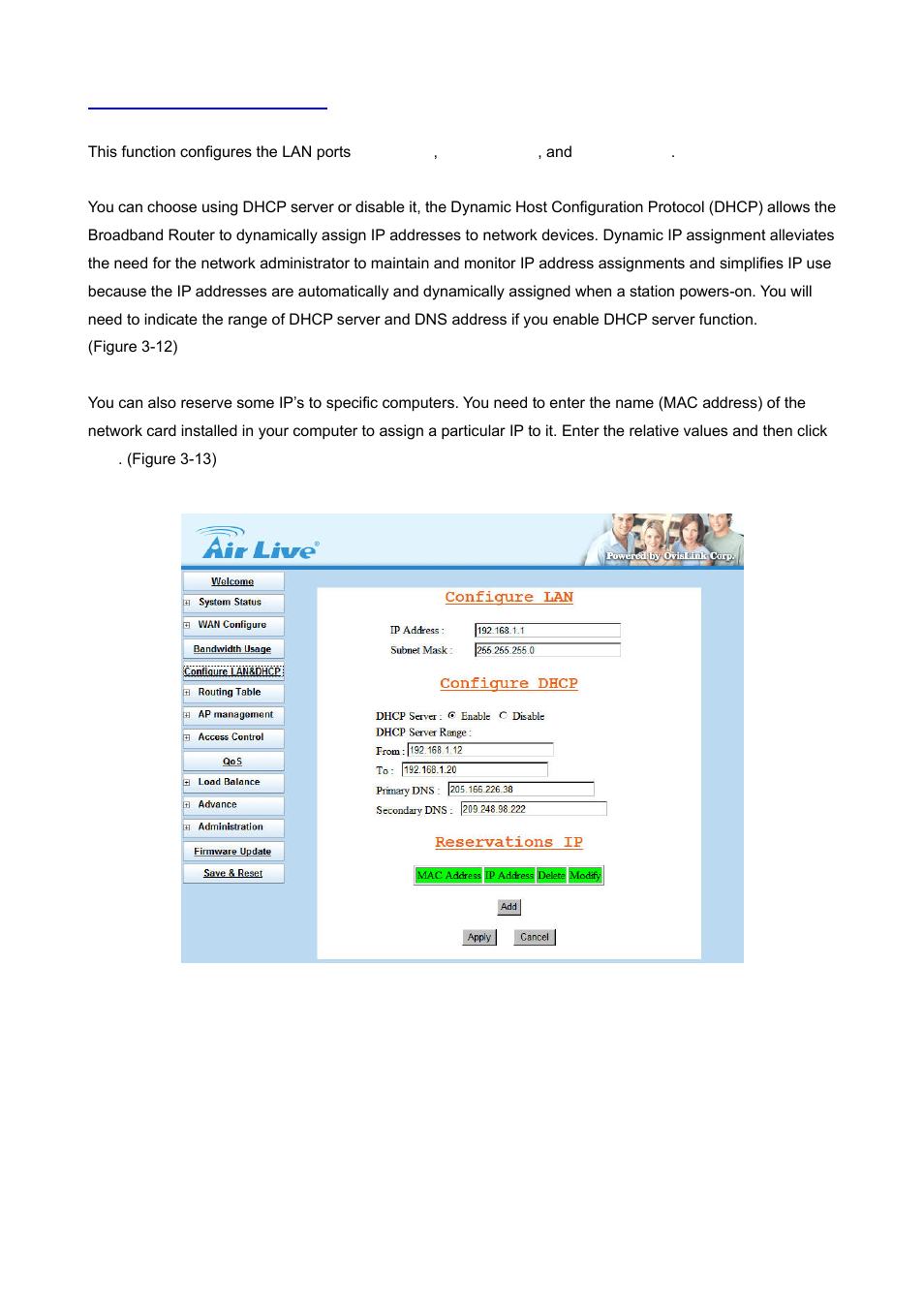 5 configure lan & dhcp | AirLive IGR-2500 User Manual | Page 23 / 81