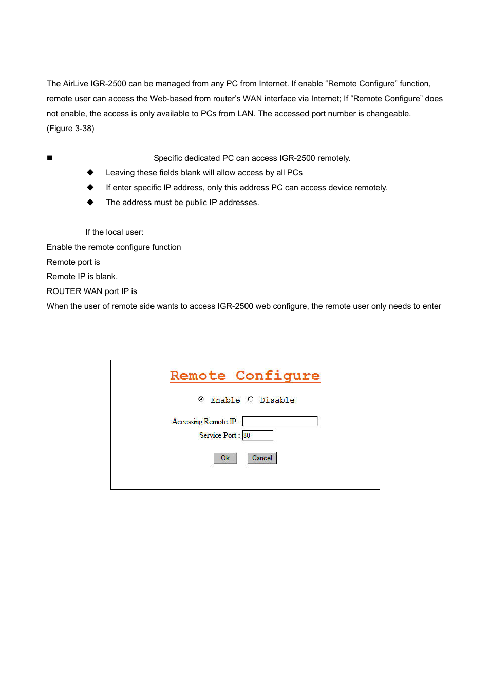 2 remote configure | AirLive IGR-2500 User Manual | Page 43 / 81