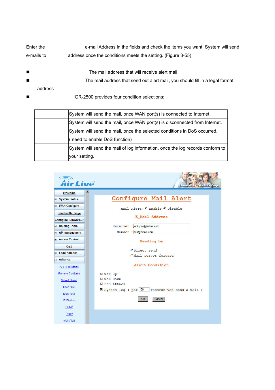 8 mail alert | AirLive IGR-2500 User Manual | Page 58 / 81