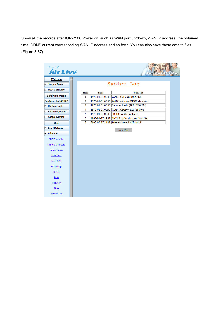 10 system log | AirLive IGR-2500 User Manual | Page 60 / 81