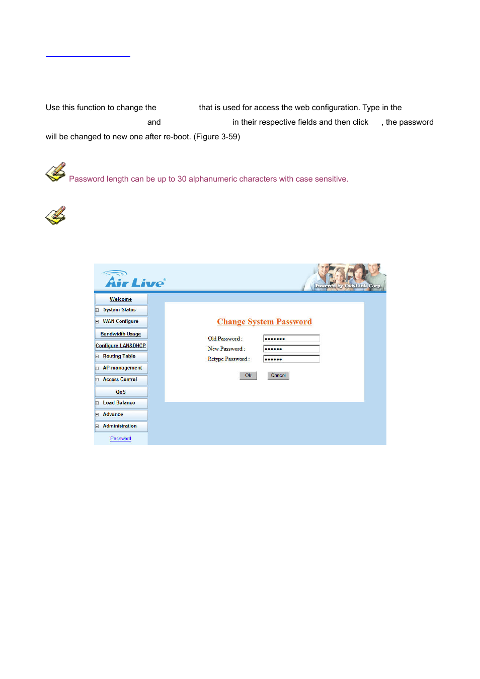 12 administrator, 1 password | AirLive IGR-2500 User Manual | Page 62 / 81