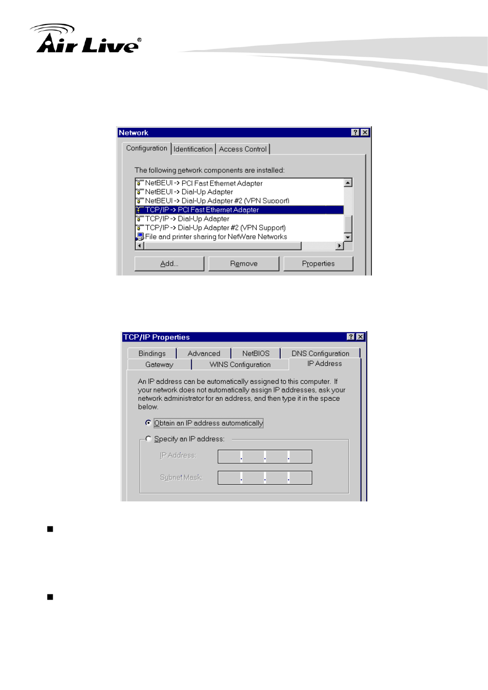1 windows 95/98/me | AirLive IP-1000R v2 User Manual | Page 11 / 49