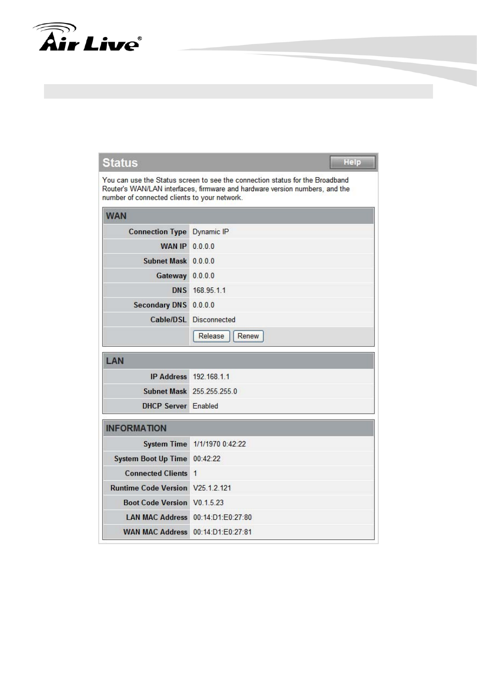 5 status | AirLive IP-1000R v2 User Manual | Page 30 / 49