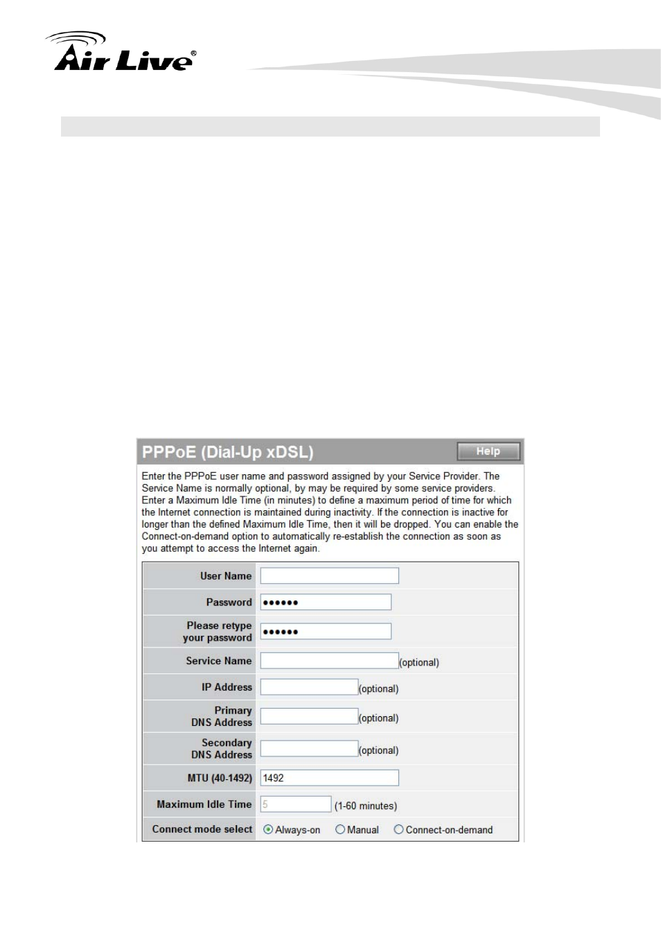 3 pppoe (dial-up xdsl) | AirLive IP-1000R v2 User Manual | Page 34 / 49