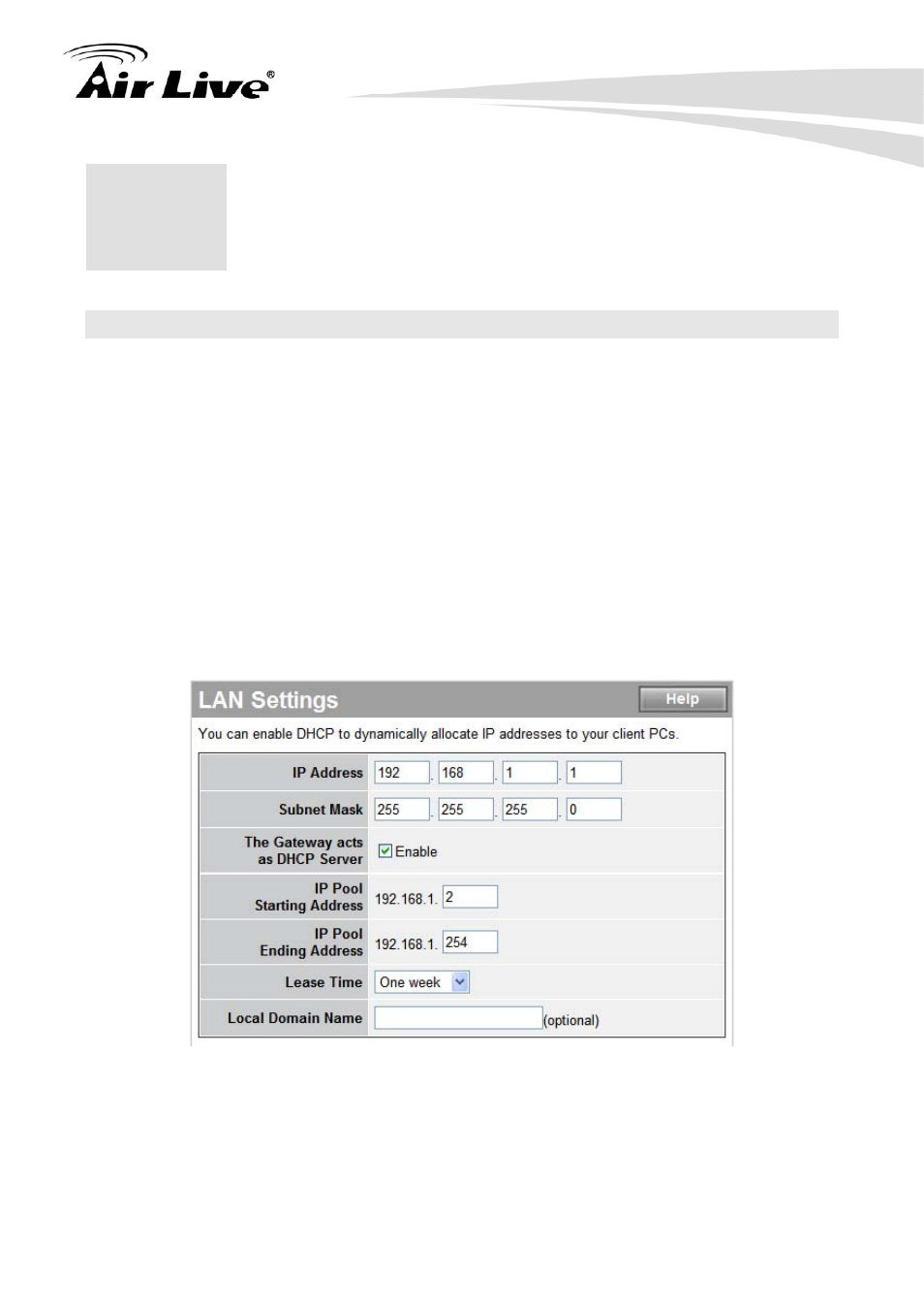 1 lan settings | AirLive IP-1000R v2 User Manual | Page 37 / 49