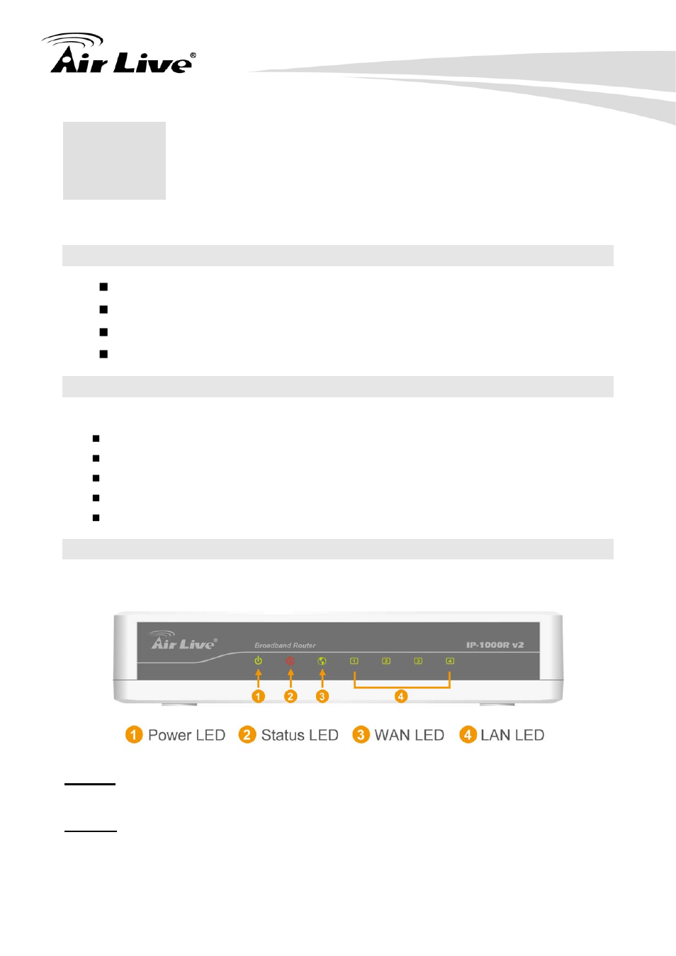 Installing the ip-1000r v2, 1 installation requirements, 2 package content | 3 knowing your ip-1000r v2 | AirLive IP-1000R v2 User Manual | Page 7 / 49