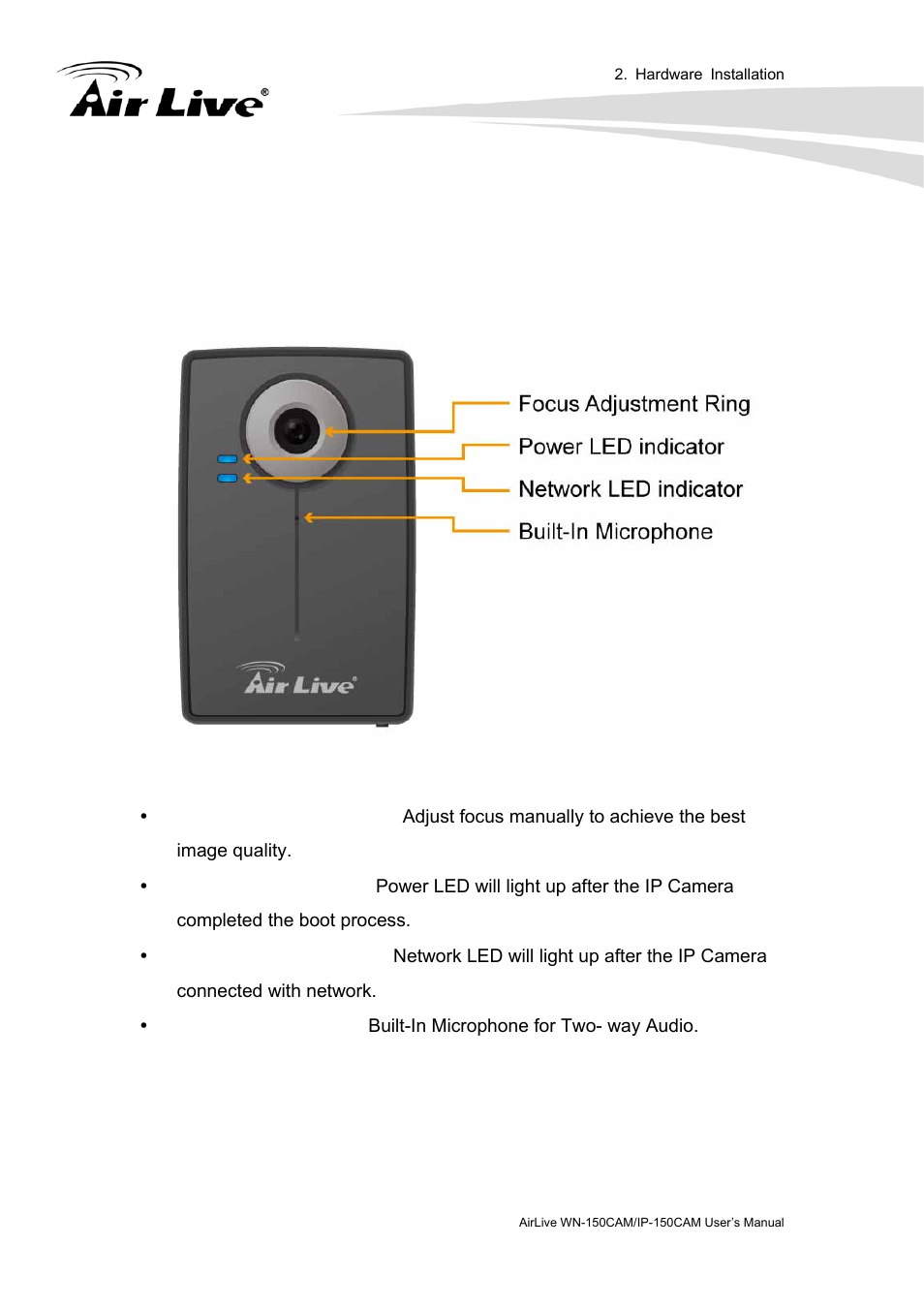 Physical description | AirLive IP-150CAM User Manual | Page 15 / 76