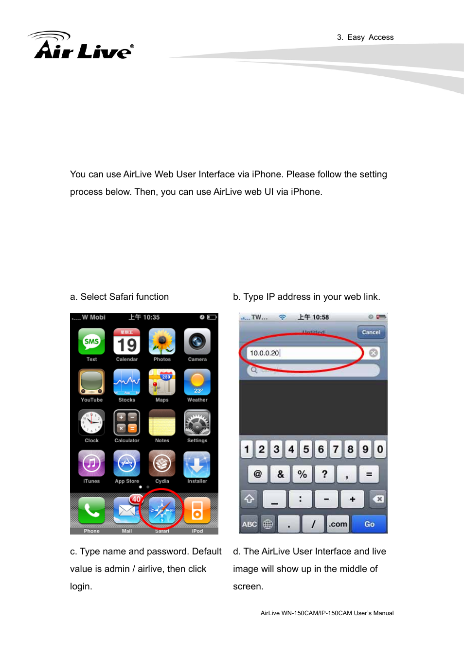 Mobile phone viewing | AirLive IP-150CAM User Manual | Page 23 / 76