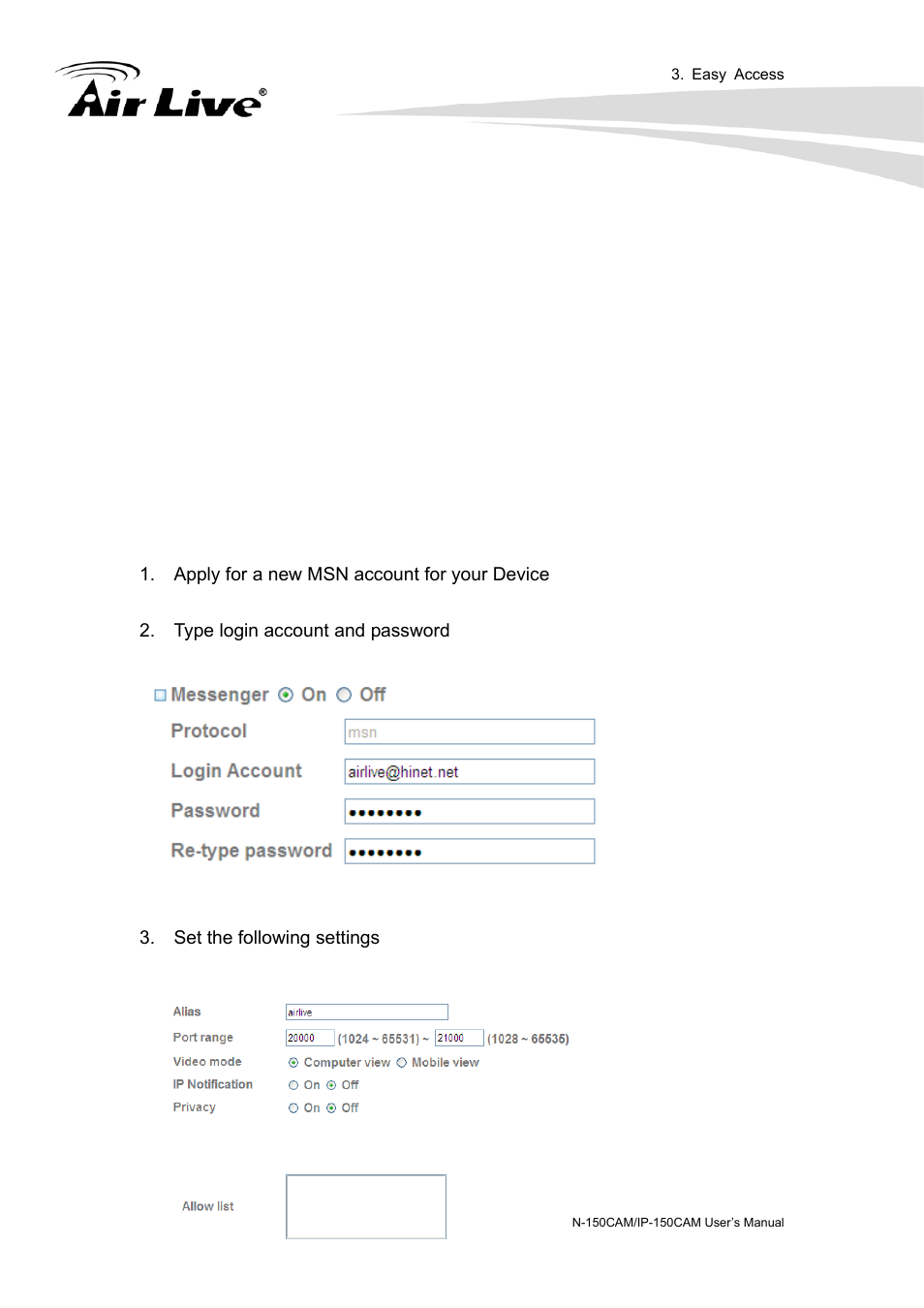 Windows live messenger | AirLive IP-150CAM User Manual | Page 25 / 76
