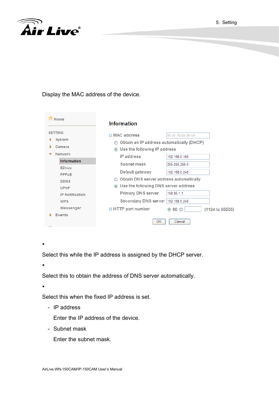 Network | AirLive IP-150CAM User Manual | Page 44 / 76