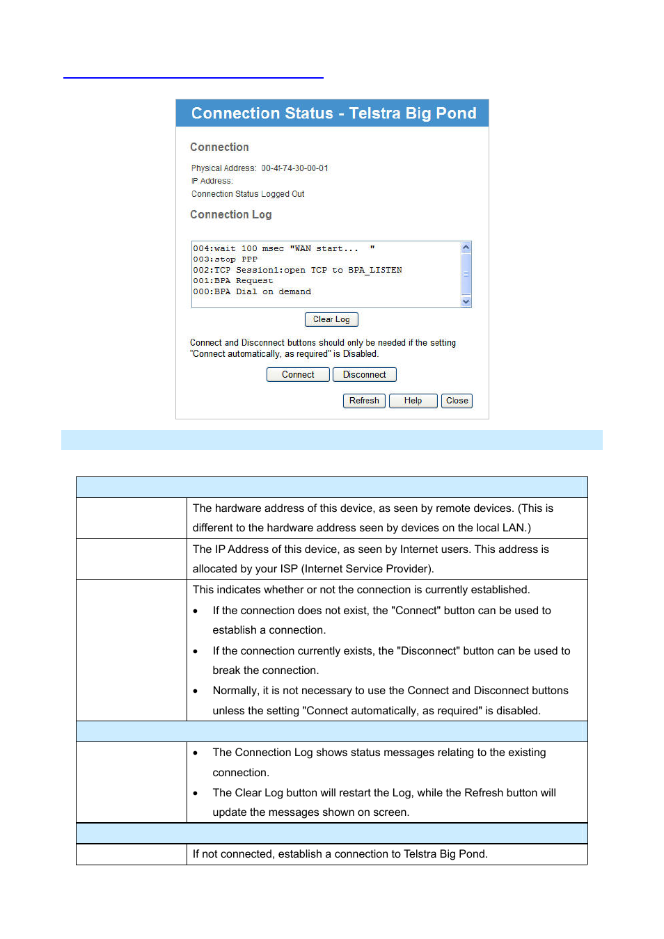 3 connection status – telstra big pond | AirLive IP-2000VPN User Manual | Page 141 / 177