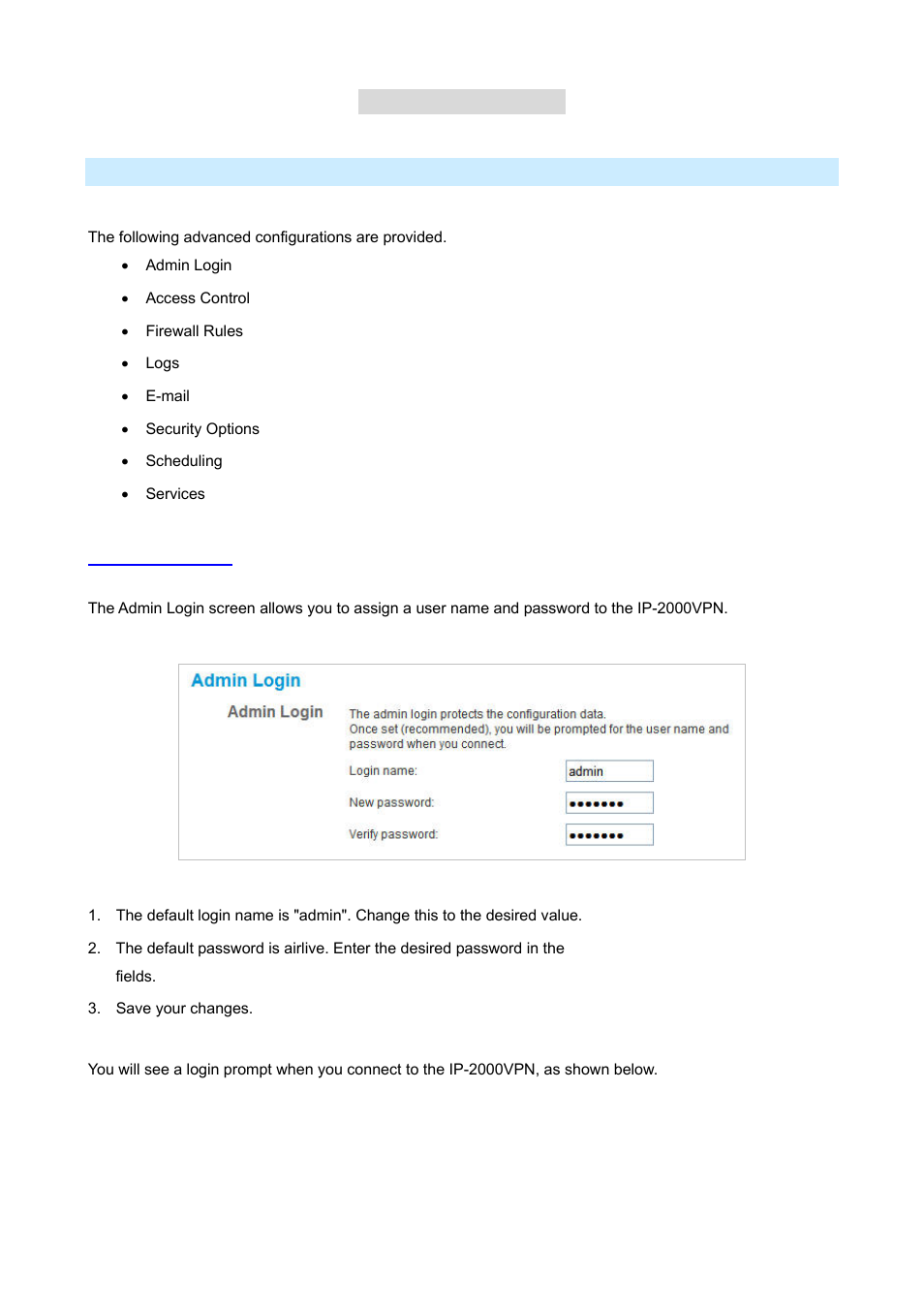 Chapter 5 security, 1 admin login | AirLive IP-2000VPN User Manual | Page 40 / 177