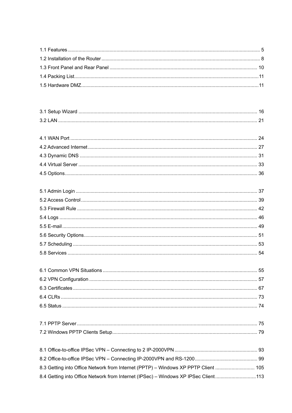 AirLive IP-2000VPN User Manual | Page 5 / 177