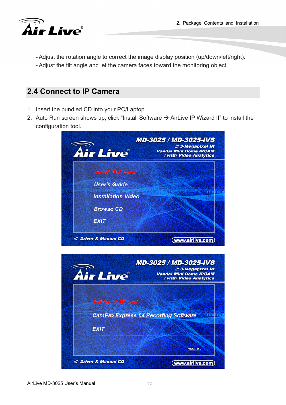 4 connect to ip camera | AirLive MD-3025-IVS User Manual | Page 16 / 64