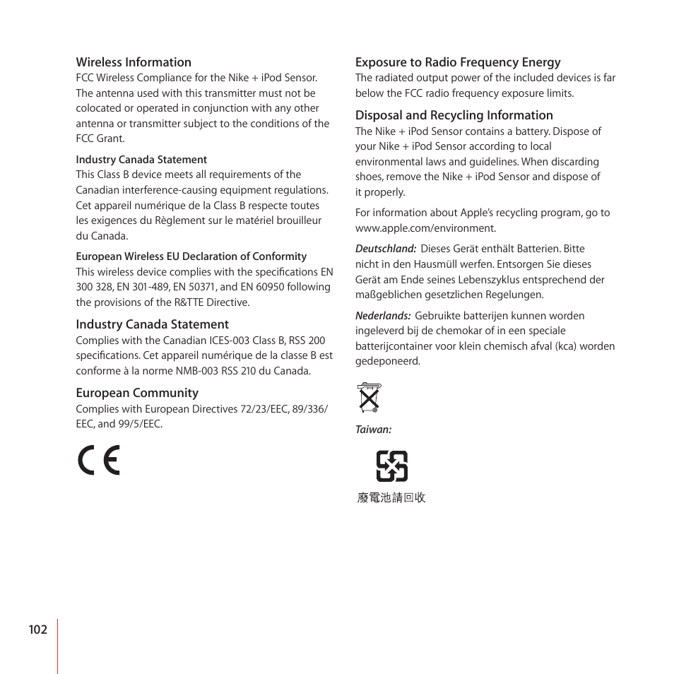Apple Nike + iPod User Manual | Page 102 / 104